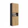 Badezimmer-Hochschrank Top e Shop NEL 1K DK ANT/ART KP – Graphit/Eiche, freistehend, 5 Einlegeböden, 600×300×1740 mm
