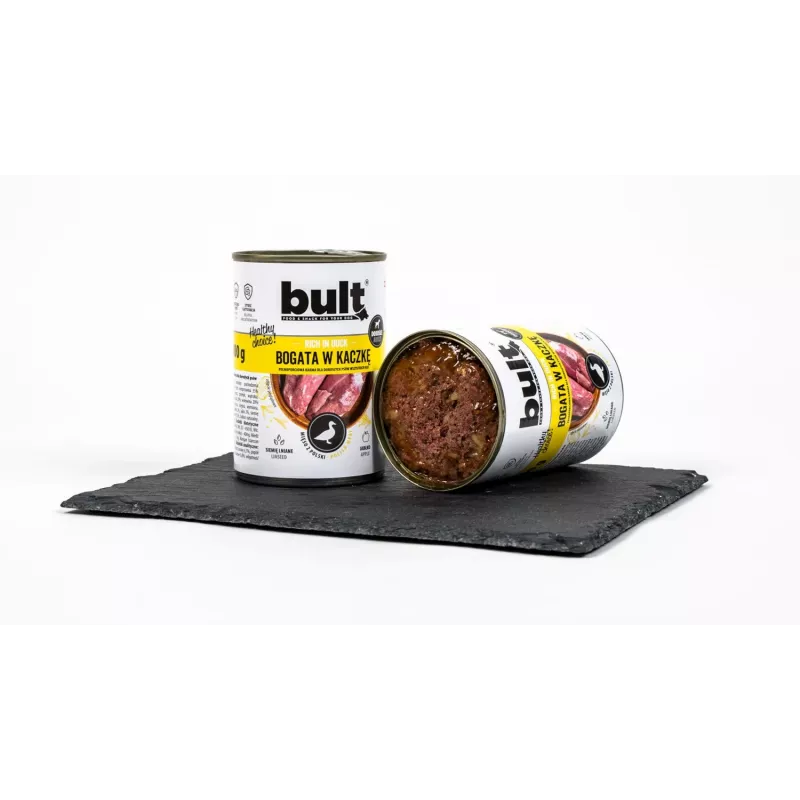 BULT Reich an Ente 800 g Nassfutter für Hunde – Alleinfuttermittel in Dose, 12 % Protein, 6,5 % Fett, 77 % Feuchtigkeit