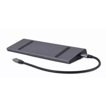 Laptop-Dock Gembird A-CM-COMBO9-02 USB 3.2 Gen 1 Type-C, HDMI, VGA, 3×USB-A, Gigabit Ethernet, 87W PD, Grau