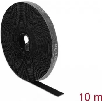 Befestigungsband DeLOCK Klettband auf Rolle L 10 m x B 15 mm grau