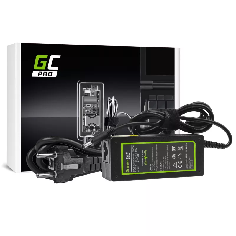 Netzteil Grün Cell AD75AP 65W 19,5V 3,34A für Dell-Laptops, innen, schwarz