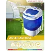 Adler | AD 8051 | Waschmaschine | Energieeffizienzklasse | Toplader | Waschkapazität 3 kg | Unbestimmte U/min | Tiefe 37 cm | Breite 38 cm | Weiß/Blau