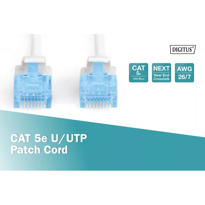 Netzwerkkabel Digitus CAT 5e U/UTP RJ-45 2m Weiß