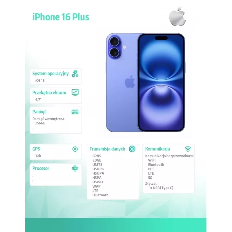 iPhone 16 Plus 256GB - Ultramarin