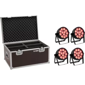LED-Spotlight EUROLITE 7C-12 Silent schlank 4x mit Koffer – kompaktes 4er-Kit