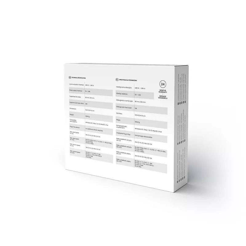 Externes schlank-DVD±RW-Laufwerk SAVIO AK-43, USB 2.0, schwarz, unterstützt CD-/DVD-Lesen/Schreiben (24x CD, 8x DVD)