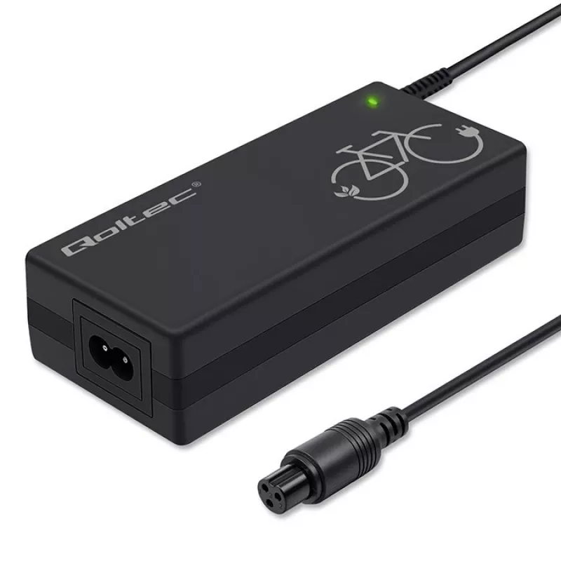 E-Bike-Ladegerät QOLTEC 36V–42V 2A mit GX12 3-Pin-Stecker
