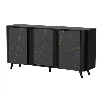 Kommode Cama Meble VOLARE 151 x 39 x 75 cm, schwarz / San Sebastian