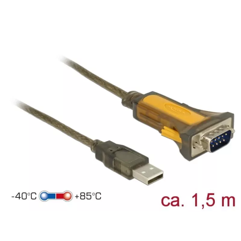 Serielles Kabel DeLOCK 65840 USB Typ-A DB-9 1,5 m Schwarz Gelb