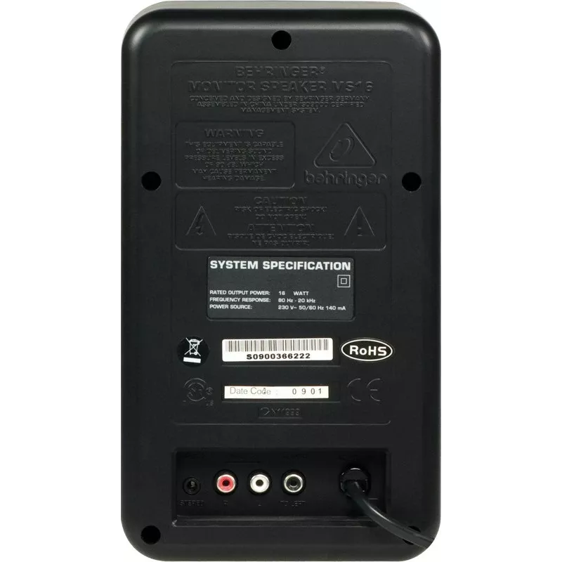 Behringer MS16 Lautsprecher 2-Wege Schwarz Kabelgebunden 16 W
