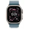 Smartwatch Apple Watch Ultra 3 GPS + Cellular 49 mm Natural Titanium Gehäuse mit Light Blue Alpine Loop (Klein)