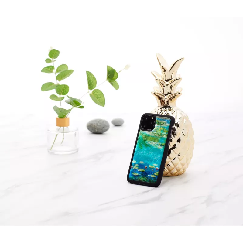 Smartphone-Hülle iKins für iPhone 11 Pro — Seerosendesign, schwarz