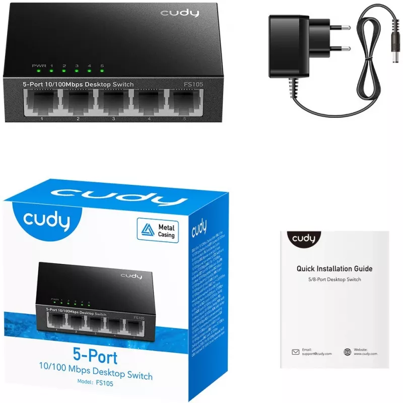 Unmanaged Switch Cudy FS105 5 Ports Fast Ethernet 10/100 Schwarz