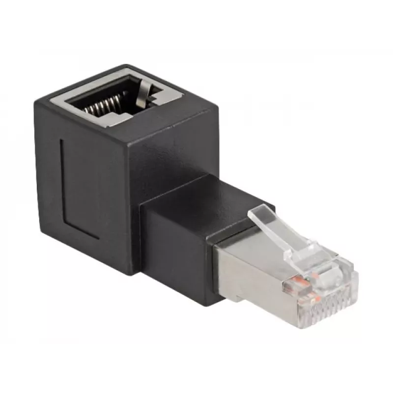 DeLOCK RJ45-Stecker auf RJ45-Buchse Adapter Kat.6A 90°-gewinkelt (nach oben) Schwarz