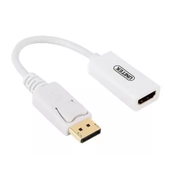 UNITEK Gold-beschichteter DisplayPort DP auf HDMI 4K UHD HDTV Male zu Female Konverteradapter mit Audio - Y-6332 Weiß