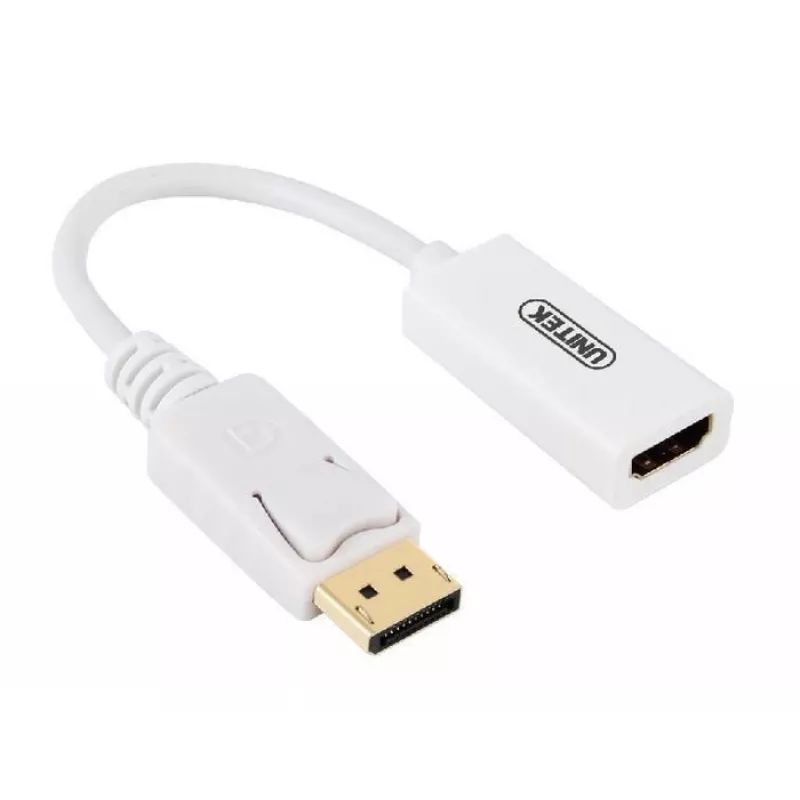 UNITEK Gold-beschichteter DisplayPort DP auf HDMI 4K UHD HDTV Male zu Female Konverteradapter mit Audio - Y-6332 Weiß