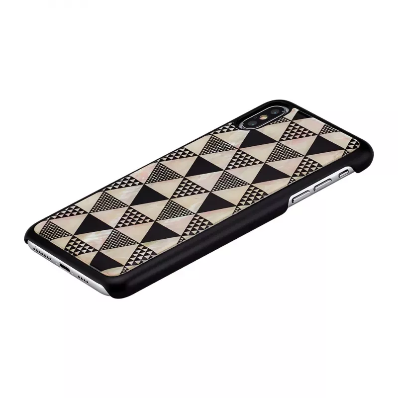 iKins Smartphone-Hülle für iPhone XS Max – schwarzes Pyramiden-Design, schützende Hartschale