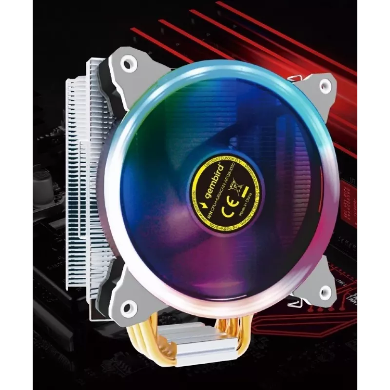 Luftkühler Gembird CPU-HURACAN-ARGB-X130 12 cm Schwarz Weiß