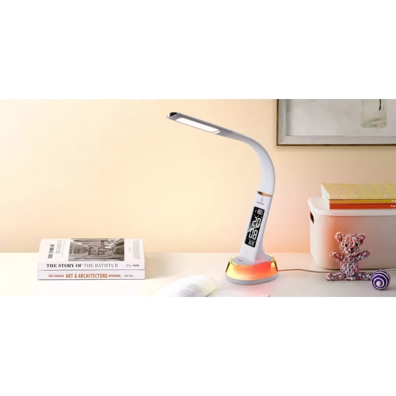 Schreibtischlampe Hawk HW-LAMP05 Weiß LED verstellbar — kompakte LED-Arbeitslampe mit verstellbarem Arm