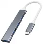USB-Hub VAKOSS TC-4125X — 1× USB 3.0 Type-A, 3× USB 2.0 Type-A, Host: USB Type-C, Silber
