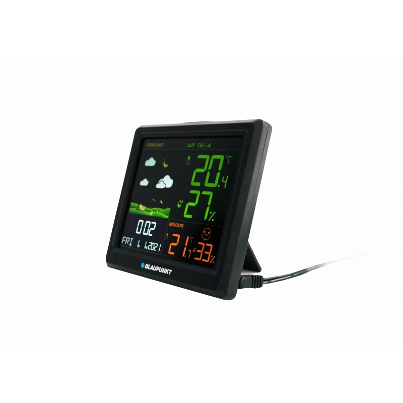Wetterstation BLAUPUNKT WS25BK — Monitor für Innen-/Außentemperatur und Luftfeuchtigkeit, schwarz, 1 Sensor, LCD-Anzeige