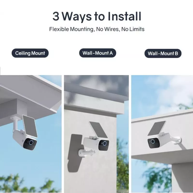 Safemo SC1 SolarCam, 4K UHD Video, 8× Zoom, 132° Sicht, Nachtsicht, Wi-Fi 2,4 GHz, 1,5 W Solar, Weiß