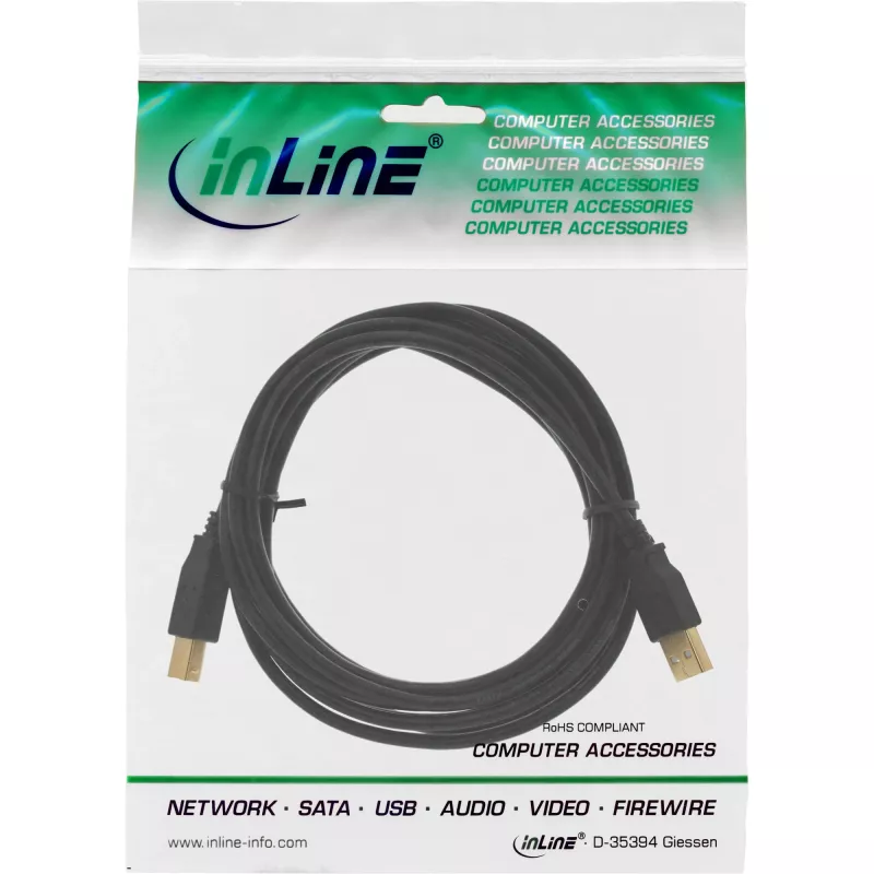 Microconnect USBAB5G USB-Kabel USB 2.0 5 m USB A USB B Schwarz