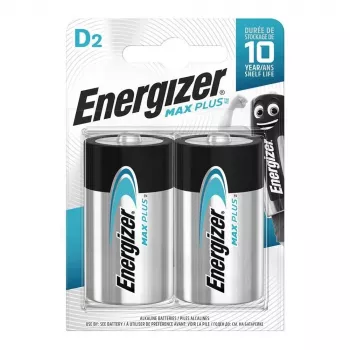 Energizer D Alkaline Max Plus Batteries, 2 Pack