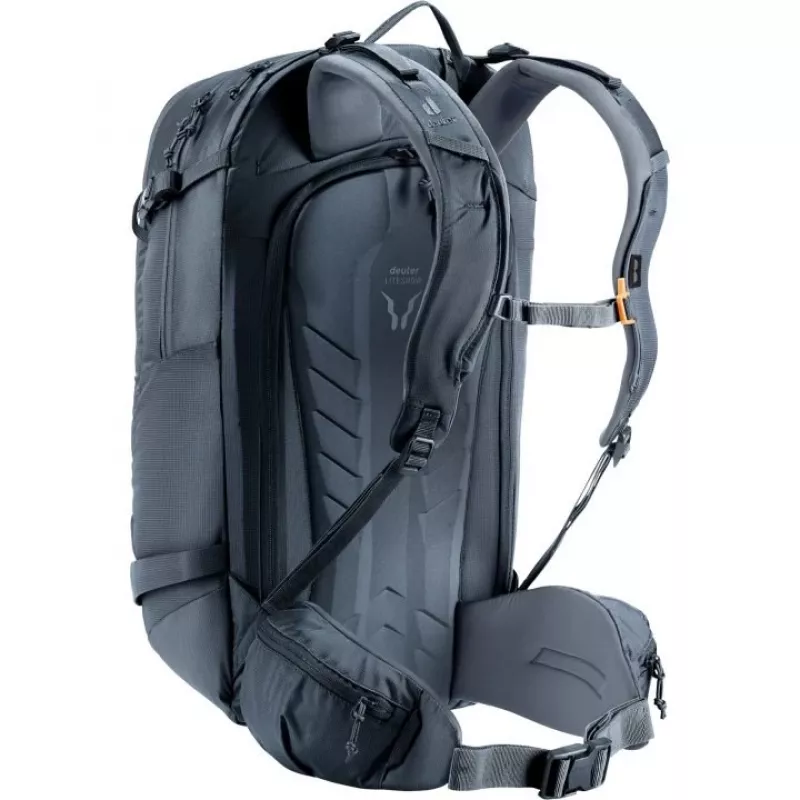 Rucksack DEUTER Freerider Pro 34+ — technischer Freeride-Skitourenrucksack, 34 L, schwarz, Helmhalterung, Hüftgurt