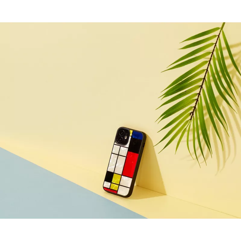 Schutzhülle iKins für Apple iPhone 12 mini – schwarzes Mondrian-Design