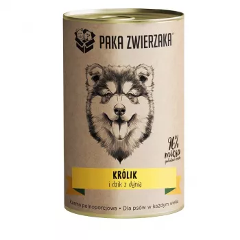 PAKA ZWIERZAKA Kaninchen und Wildschwein mit Kürbis - Nassfutter für Hunde - 400g
