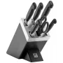 Messer-/Messerblockset ZWILLING 35145-007-0 – 7-teilig mit Kochmesser, Schälmesser, Brotmesser, Küchenschere, schwarzer Block