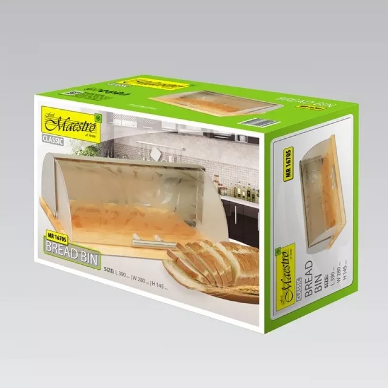 Brotkasten Maestro MR-1670S Edelstahl, Arbeitsplatte 370×240×140 mm