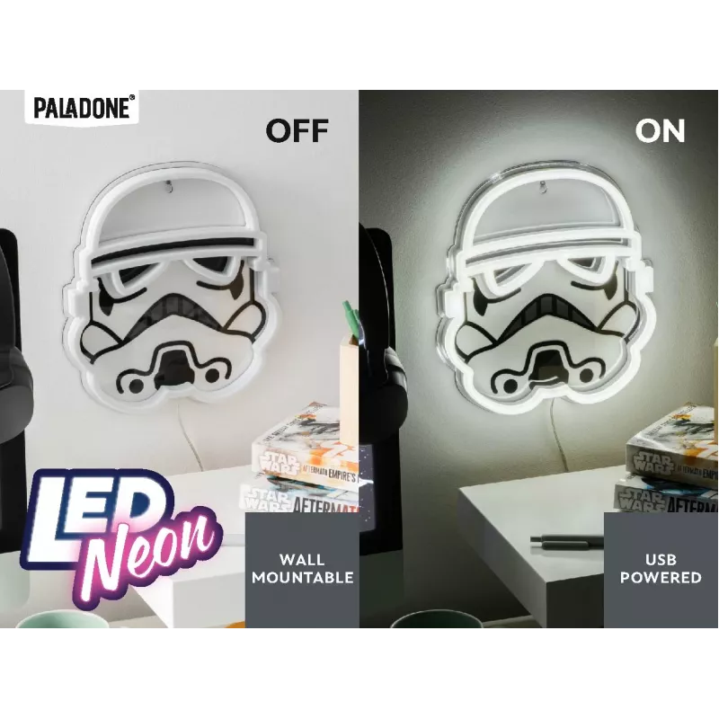 Wandmontierbare LED-Neonleuchte Paladone Stormtrooper Modell PP14595SWVN, dekorative Star Wars-Beleuchtung