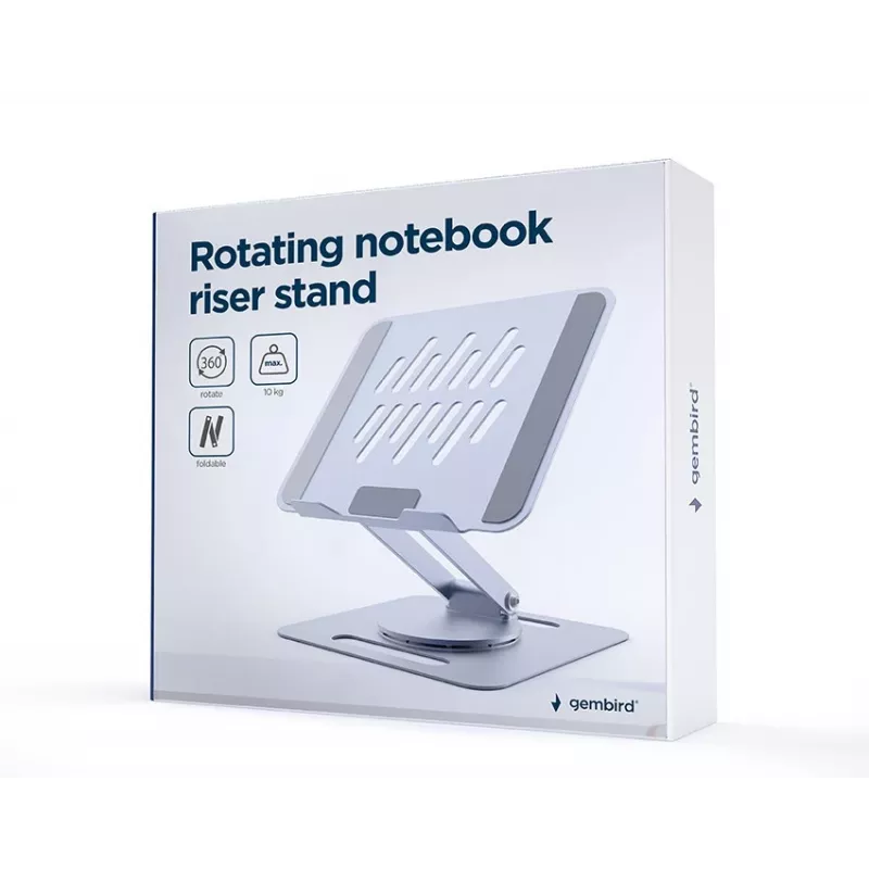 Notebook-Riser-Ständer GEMBIRD NBS-DR1-01 – drehbare Basis, höhenverstellbar, Space Grau