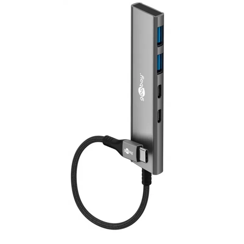 Goobay Slim 4-Port USB-Hub USB-C auf/USB-A 5 Gbit/s - Plug USB 3.2 (76563)