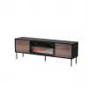 TV-Schrank cama meble CORTINA 180x40x60 cm schwarz/nussbaum mit Schwarz elektrischem Kamin
