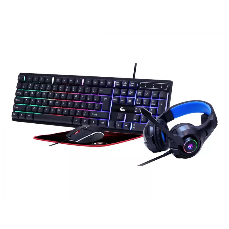 Gaming-Tastatur mit Maus GEMBIRD GGS-UMGL4-02 — Full-Size USB QWERTY US-Englisch, schwarz, LED-Hintergrundbeleuchtung