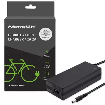 Qoltec 50761 Ladegerät für E-Bike-Akkus 36V | 42V | 2A | 5,5*2,5