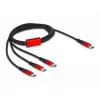 USB-Ladekabel DeLOCK 3 in 1 USB Type-C auf 3 x USB Type-C 1 m schwarz/rot