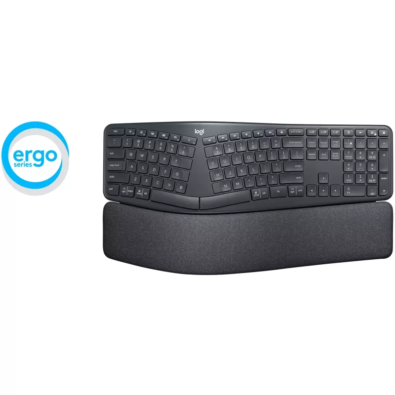 Logitech ERGO K860 - Tastatur - Kabellos - 2,4 GHz, Bluetooth 5.0