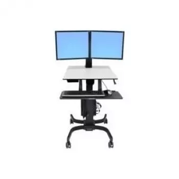 Ergotron WorkFit-C Dual Sit-Stand Workstation - Wagen für 2 LCD-Bildschirme/Tastatur/Maus/CPU - Grau, Schwarz - Bildschirmgröße: 55,9 cm (22 inch) - Montageschnittstelle: 100 x 100 mm, 75 x 75 mm