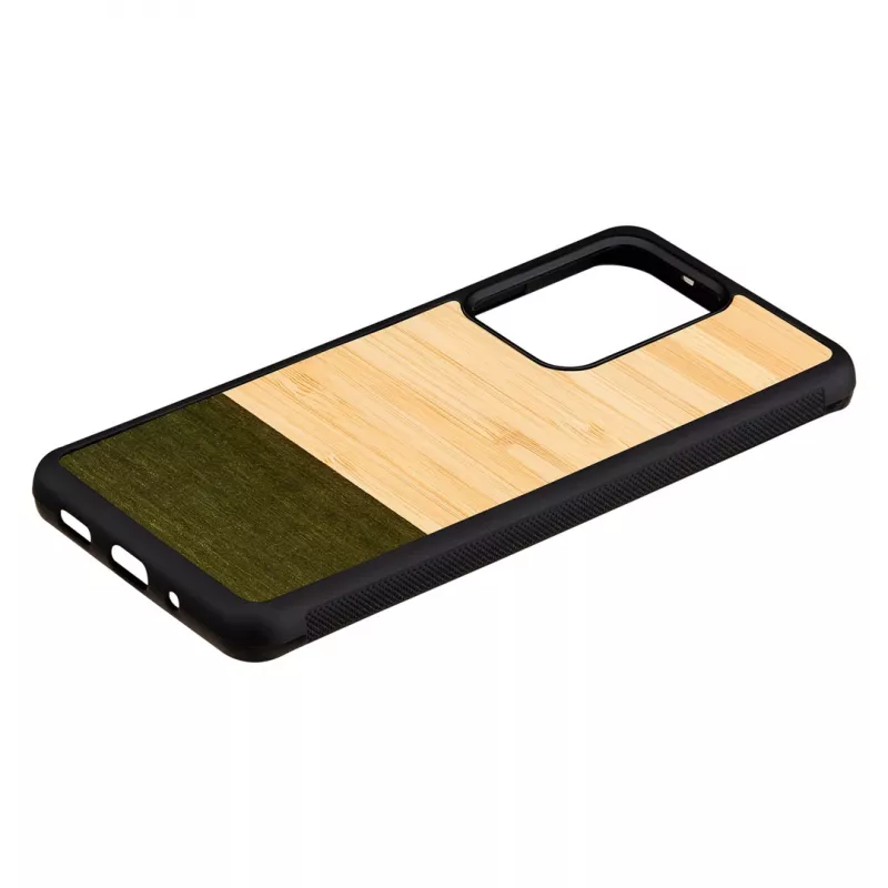 Handyhülle man and wood Galaxy S20 Ultra Bambus schwarz — schützende Rückseite, natürliche Bambuseinlage