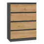 Kommode Top e Shop M4 ANTRACYT/ARTISAN – 4 Schubladen, anthrazit- und eichenfarbene Oberfläche, 700 × 400 × 970 mm, Spanplatte