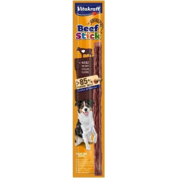 Hundeleckerli Vitakraft Beef Stick Beef Hearts 12 g — Einzelportion als Trainingsbelohnung, Rindergeschmack, Protein 30%