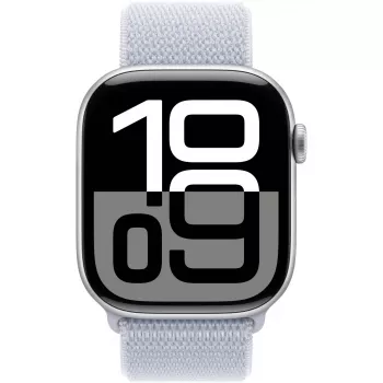 APPLE Watch Series 10 GPS 46 mm Silbernes Aluminiumgehäuse mit Blue Cloud Sport Loop
