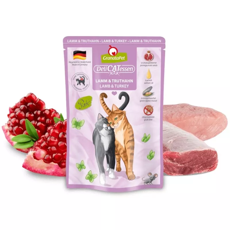 GRANATAPET DeliCATessen Lamm und Truthahn - Nassfutter für Katzen - 85 g
