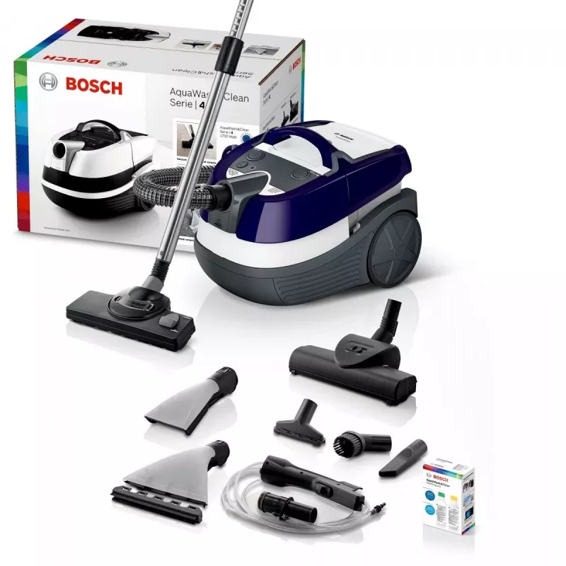 Nass- & Trockensauger Bosch BWD 41740 AquaWash&Clean — 1700 W, 5-Liter-Tank, EPA-Filter, Teleskoprohr, 9 m Radius, lila