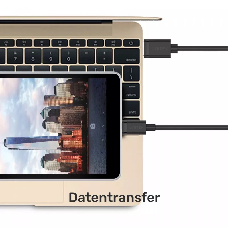 USB-A-auf-USB-C-Kabel Unitek C14068BK, 2 m, USB 2.0, schwarz, Stecker-Stecker