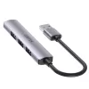 USB-Hub Unitek H1208A — 4 Ports (1 × USB 3.2 Gen 1 Typ-A, 3 × USB 2.0), Aluminiumgehäuse, grau, 0,20 m Kabel